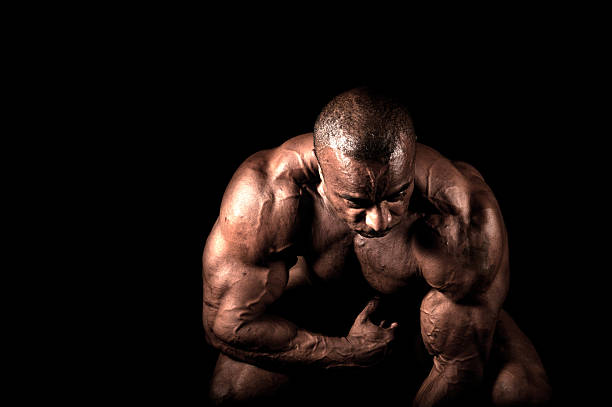 bodybuilder - men black body building african descent foto e immagini stock
