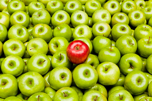 Red apple among green ones