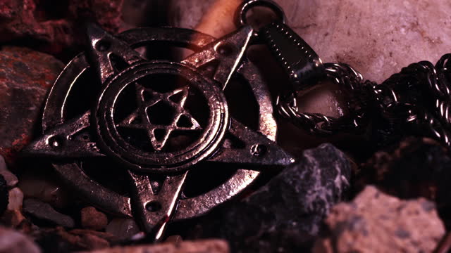 Religion Symbol Pentagram on Fire