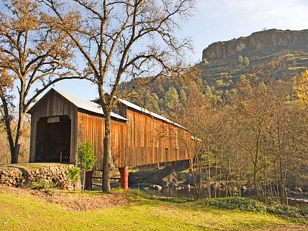 Honey Run Covered Bridge Located in Northern California outside of Chico is this very unique Covered Bridge. chico california photos stock pictures, royalty-free photos & images