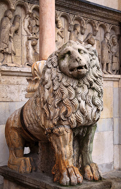 istock Modena, Cathedral: lion statue and reliefs by Wiligelmus 186850637