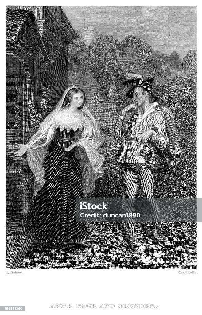 Anne страницу и узкими - Стоковые иллюстрации Уильям Шекспир роялти-фри
