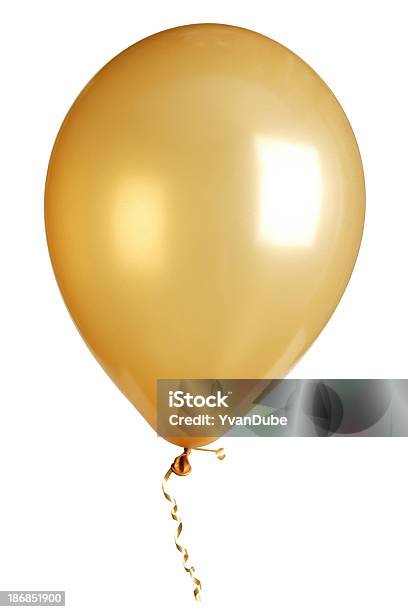 Party Balloon Isolated On White Stock Photo - Download Image Now - Balloon, Gold Colored, White Background