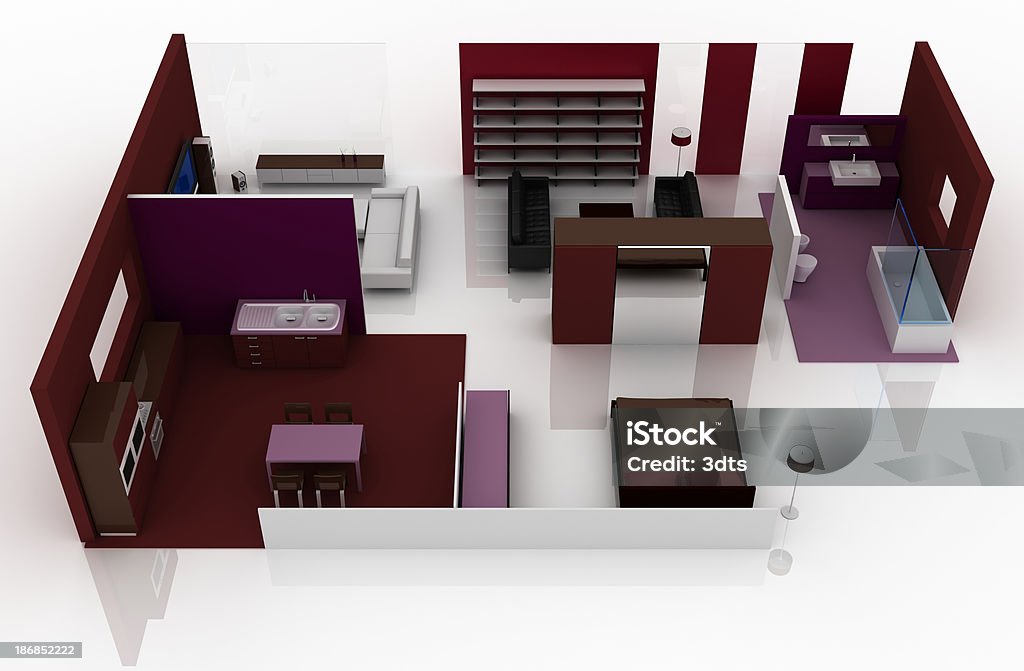 design de interiores: layout de apartamento - Foto de stock de Aconchegante royalty-free
