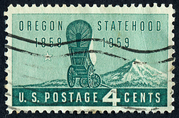 istock Cancelled Stamp Of Oregon Statehood 186852807