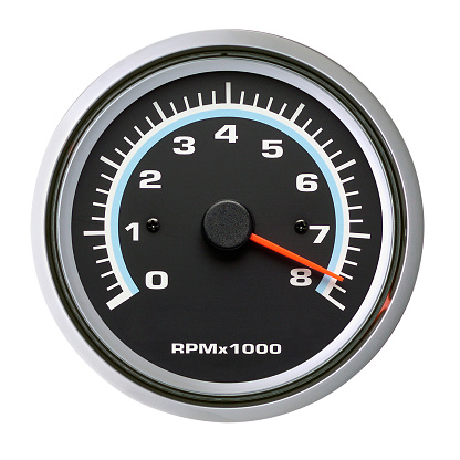 Tachometer or Speedometer isolated on white background.
