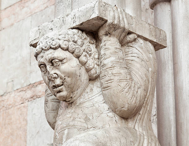 istock Sculpture from the facade of Ferrara Cathedral , Emilia-Romagna Italy 186853305