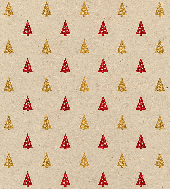 papier kraft avec sapin de noël design - christmas pattern paper seamless photos et images de collection