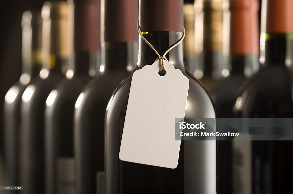 Wein Flaschen und Label - Lizenzfrei Etikett Stock-Foto