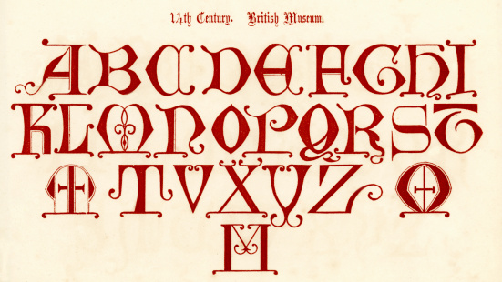 Medieval Lettering C 14th Century Style Alphabet Stock Illustration - Download Image Now ...
