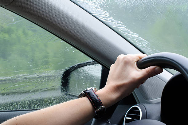 istock Driving in rainy weather with car 186855142