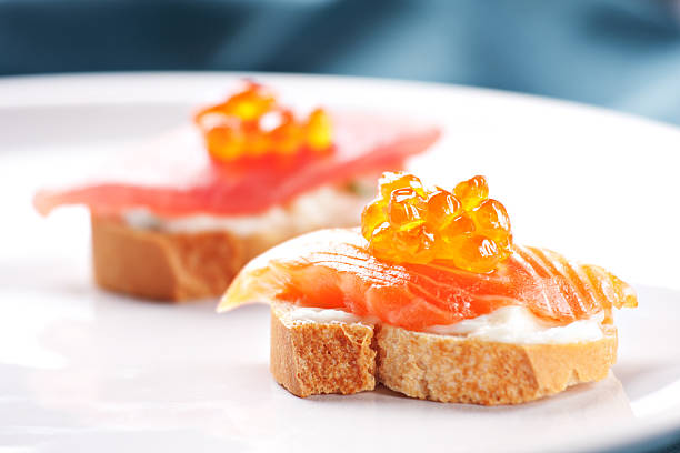Salmon Canapes on a Baguette with Cream Cheese