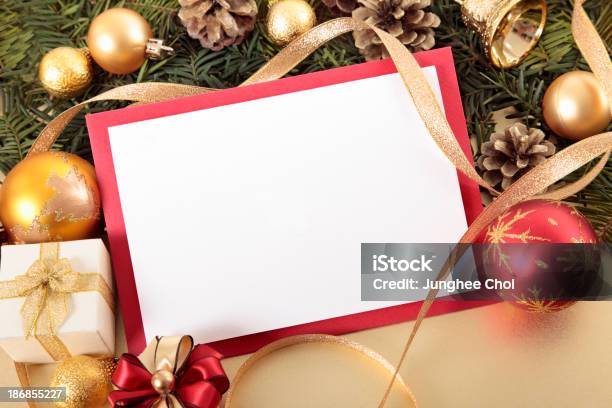 Christmas Card With Decorations Stock Photo - Download Image Now - Christmas Card, Frame - Border, Christmas