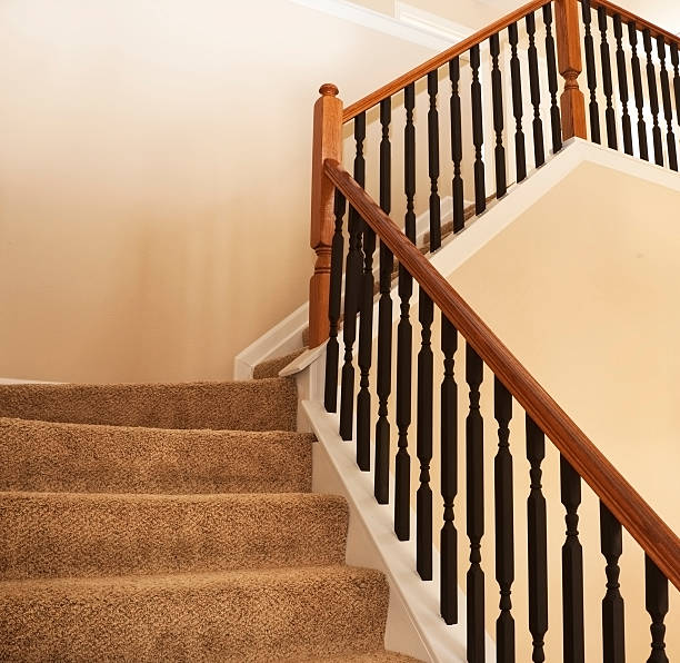 istock Home interior stairway with black banister spindles 186855322