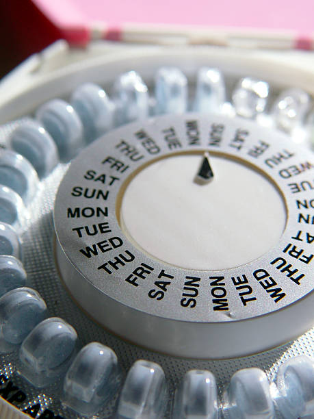 A pill organiser with days of the week stock photo