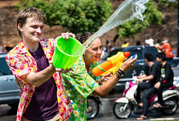 Song Khran Fun - Thai New year stock photo