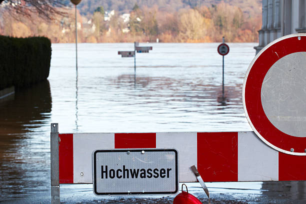 River Flood Closed street because of rhine flood bonn photos stock pictures, royalty-free photos & images