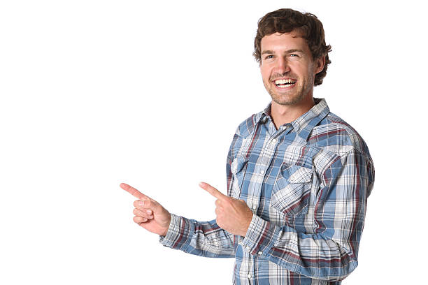 istock Happy man pointing with fingers 186856517