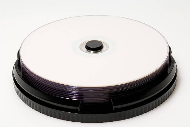 istock Staked blank CD/DVD in spindle on white background 186856635