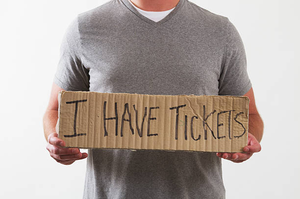 istock Man Holding Tickets Sign 186856702