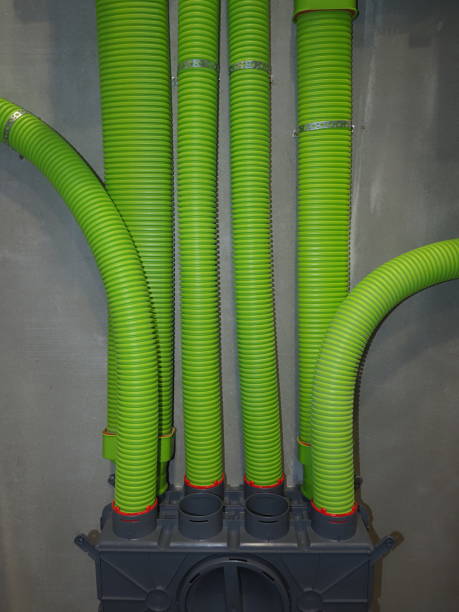 istock plastic green corrugated ventilation pipes on the wall 1868567447