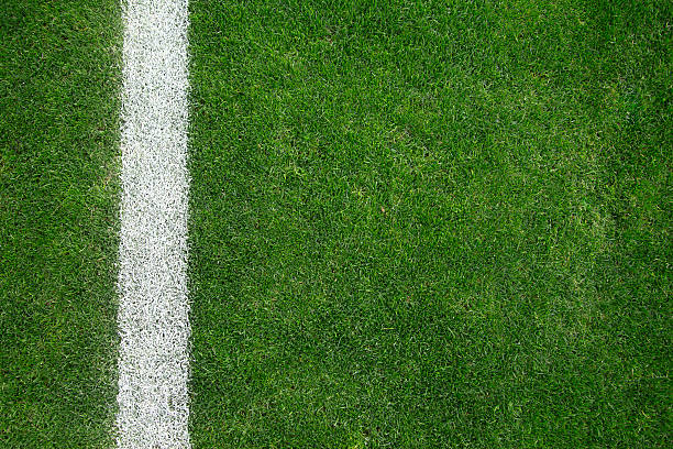 Soccer field Close-up of soccer field with single line grass area photos stock pictures, royalty-free photos & images