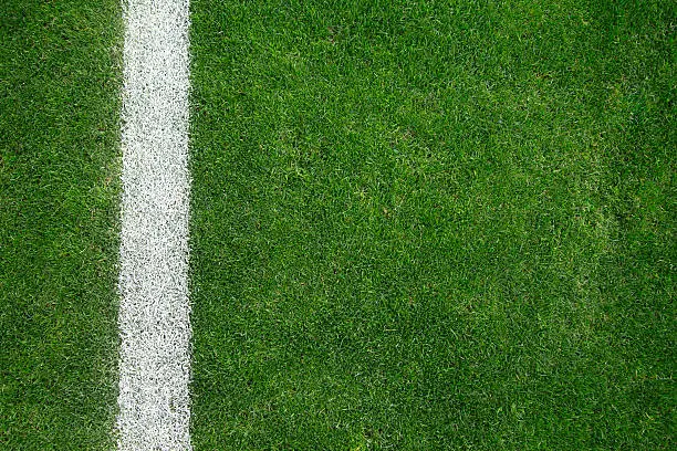 Close-up of soccer field with single line