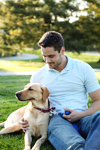 istock Man In Park With Dog 186856824