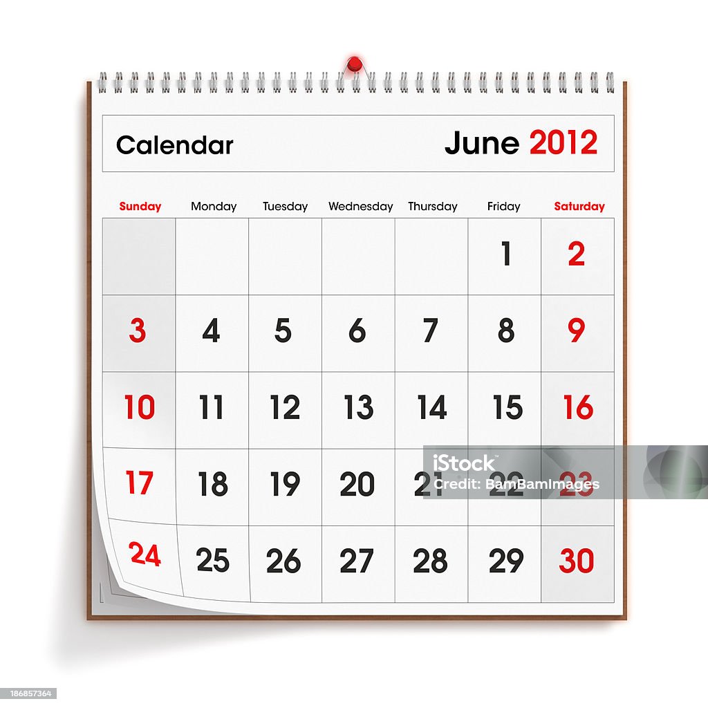 Wand Kalender Juni 2012 - Lizenzfrei 2012 Stock-Foto