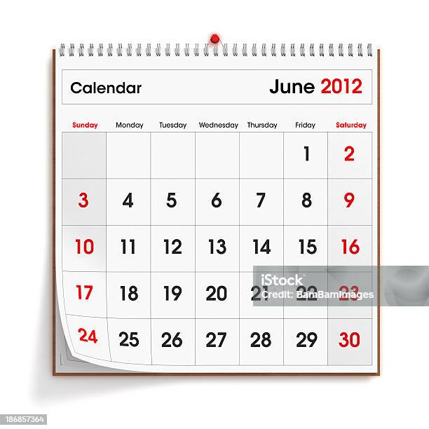 Wand Kalender Juni 2012 Stockfoto und mehr Bilder von 2012 - 2012, Buchseite, Datum