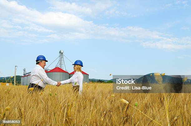 2 つのエンジニアーズハンドシェークの小麦のフィールド - サイロのストックフォトや画像を多数ご用意 - サイロ, 農園, 2人