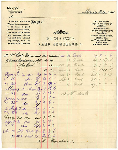 Old British jeweller's bill from 1894