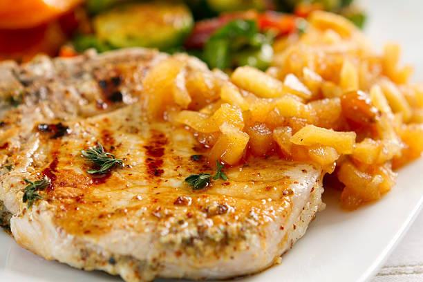 Garlic-herbed Pork Chops with Applesauce