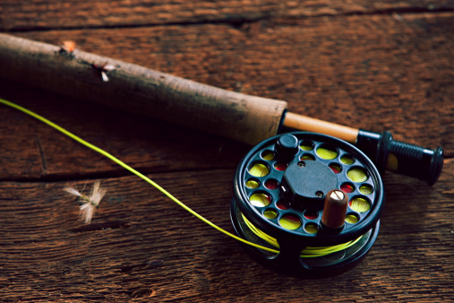 A fly fishing rod and reel.