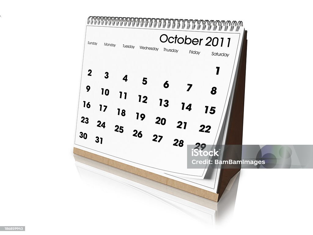 Mesa calendário de outubro de 2011 - Foto de stock de Calendário royalty-free