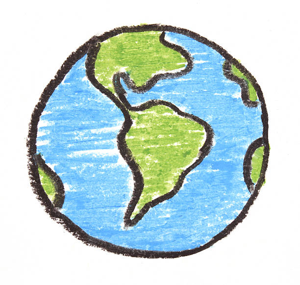 Earth Child's drawing for Earth Day greenpeace stock pictures, royalty-free photos & images