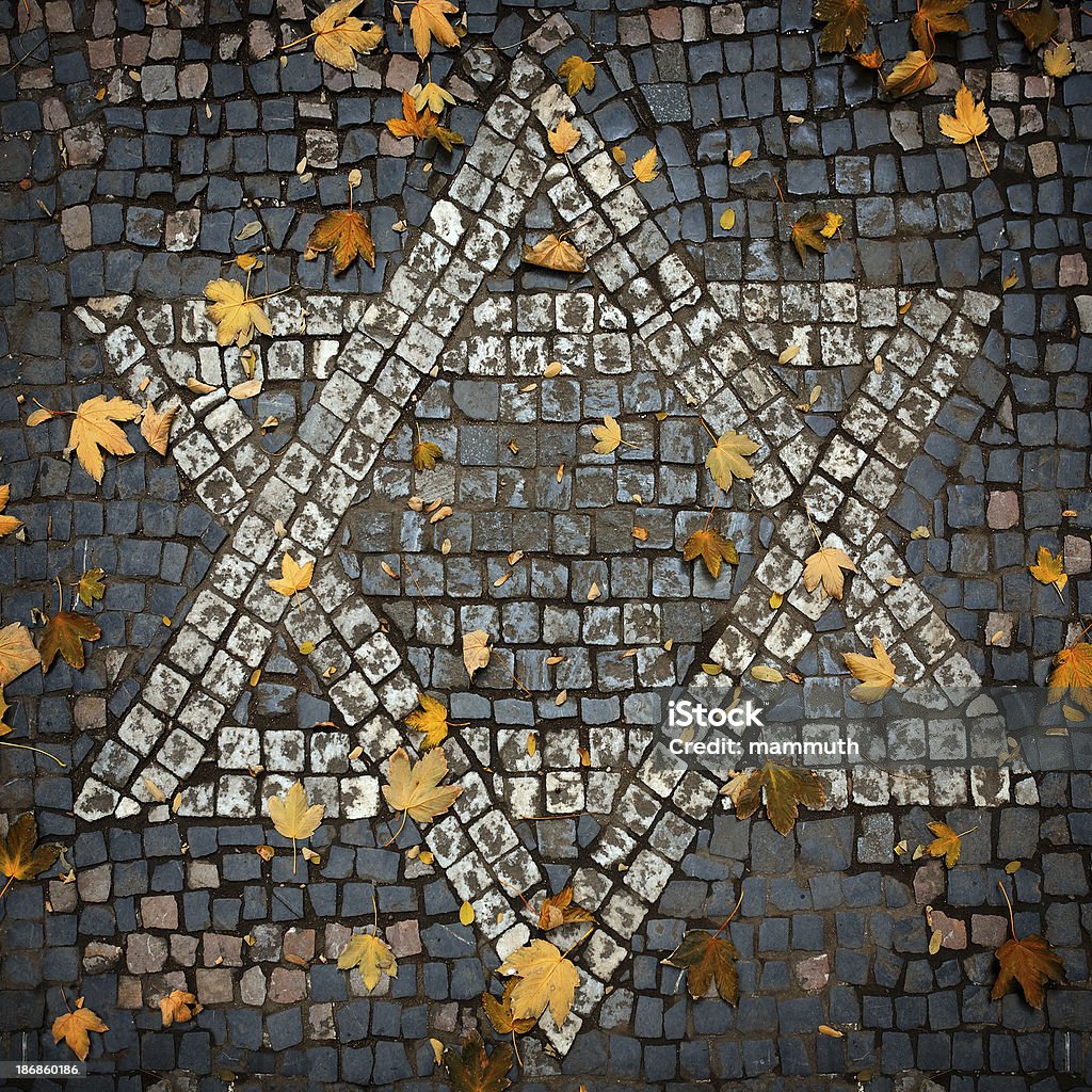 Kopfsteinpflaster Mosaik Davidstern - Lizenzfrei Davidstern Stock-Foto