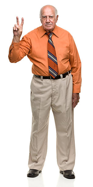 istock Senior Man Gives Peace Sign 186860353