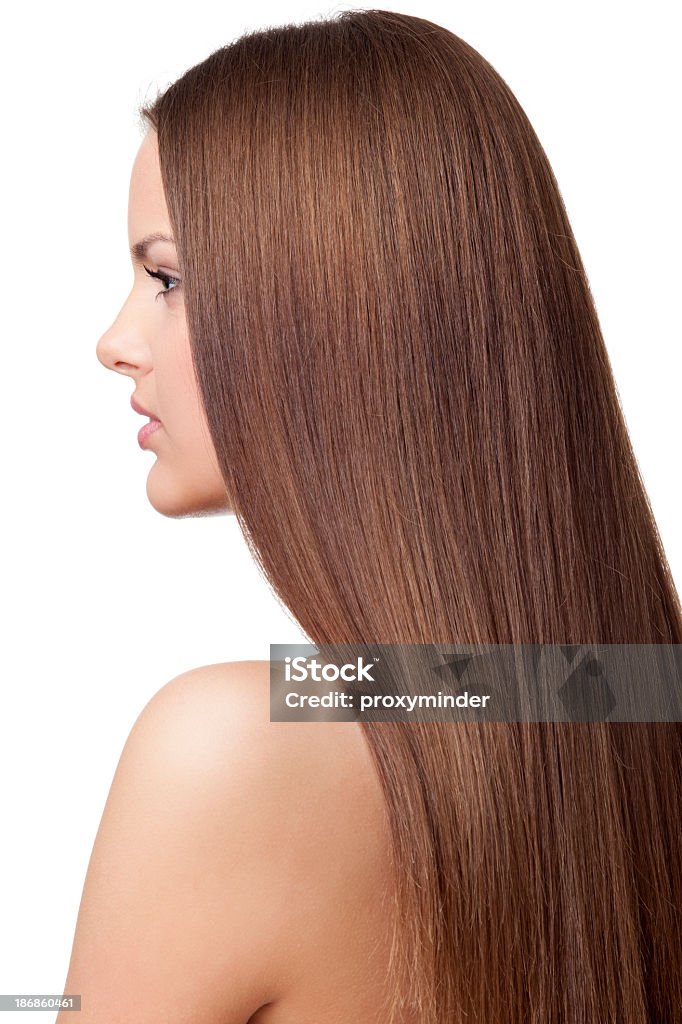 Молодая женщина с красивые Длинные волосы - Стоковые фото В профиль роялти-фри