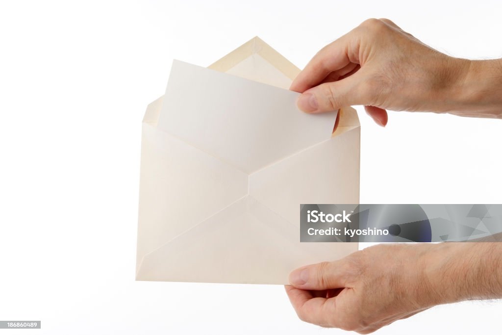 孤立した古い封筒のショットを白背景 - グリーティングカードのロイヤリティフリーストックフォト