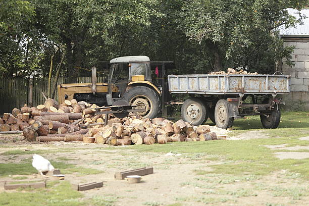 Old tractor with trailer