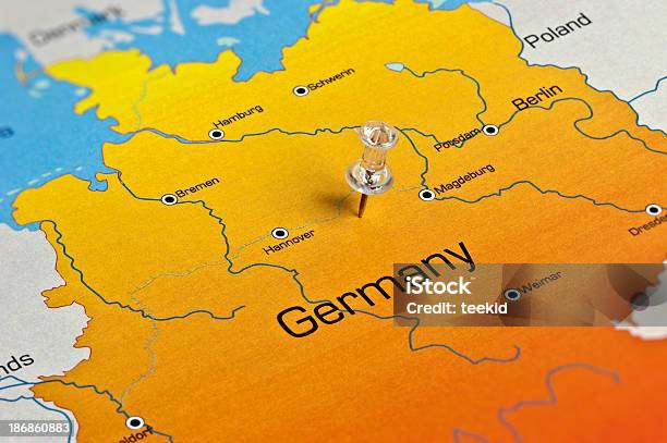 Deutschlandkarte Stockfoto und mehr Bilder von Deutschland - Deutschland, Karte - Navigationsinstrument, Stecknadel