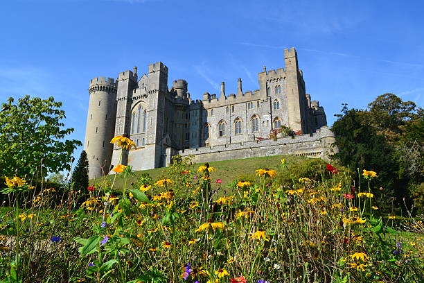 el castillo arundel primavera con flores - sussex fotografías e imágenes de stock