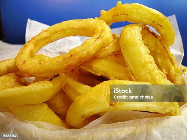 Fried Onion Rings Stock Photo - Download Image Now - Appetizer, Basket, Deep Fried