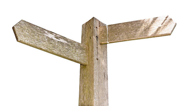 istock Blank Wooden Signpost Isolated On White 186861941