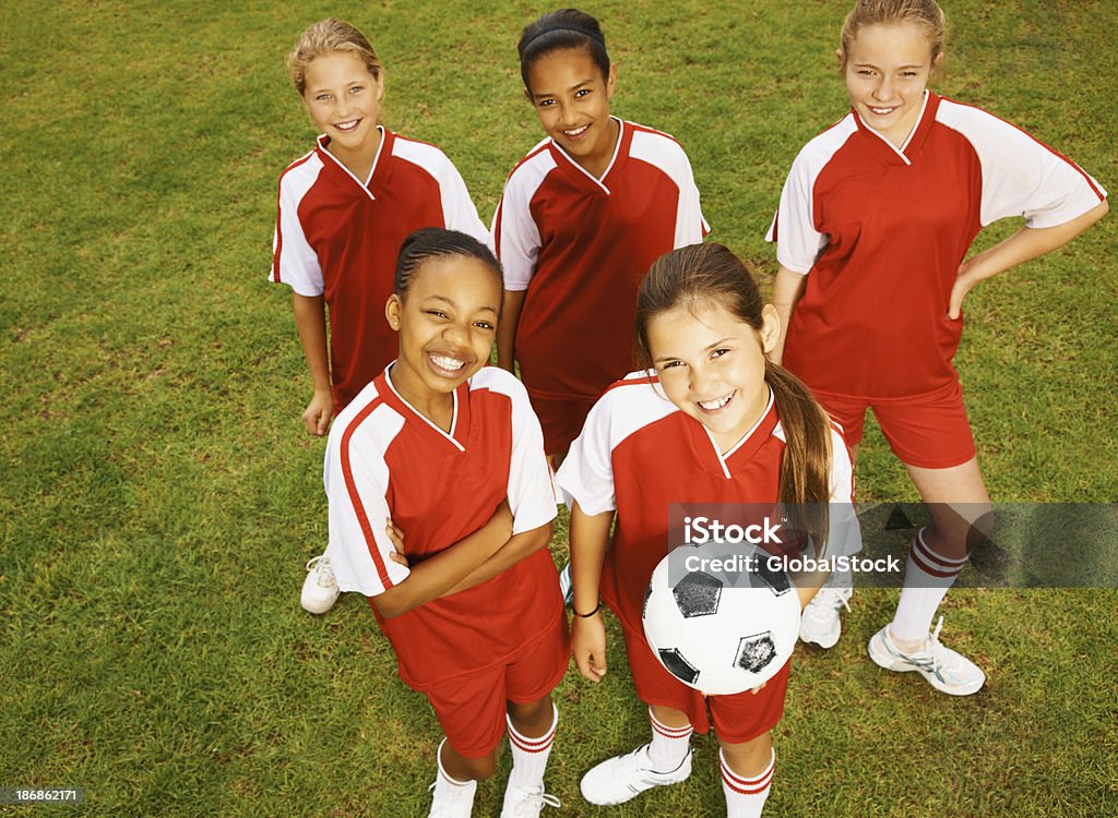 Comandante com sua equipe em pé juntos - Foto de stock de Jogador de Futebol royalty-free