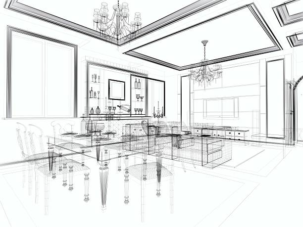 istock abstract architecture Modern  Villa  Living Room 1 186862351
