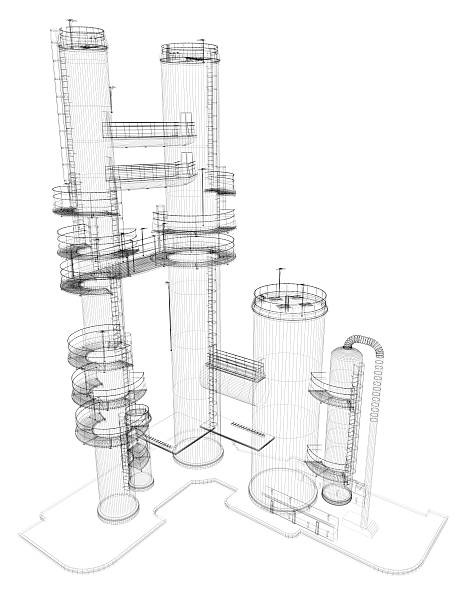 istock Oil Industry Storage Tank  Chimney Wire Frame 186862356