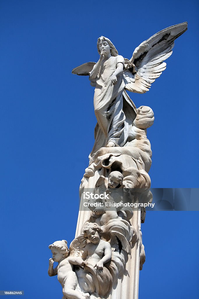 Stone Angels in Cemetery Stone Angels in Cemetery on elaborate tomb in France Afterlife Stock Photo