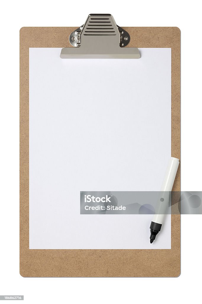 Portapapeles y bolígrafo con trazado de recorte - Foto de stock de Artículo de papelería libre de derechos